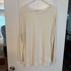 Daily Ritual Women Cotton Boxy Crewneck Pullover Sweater Large Light Cream